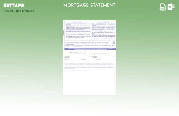 модерен стил САД Дејв банка хипотека изјава во Word и PDF формати, страници ша 1